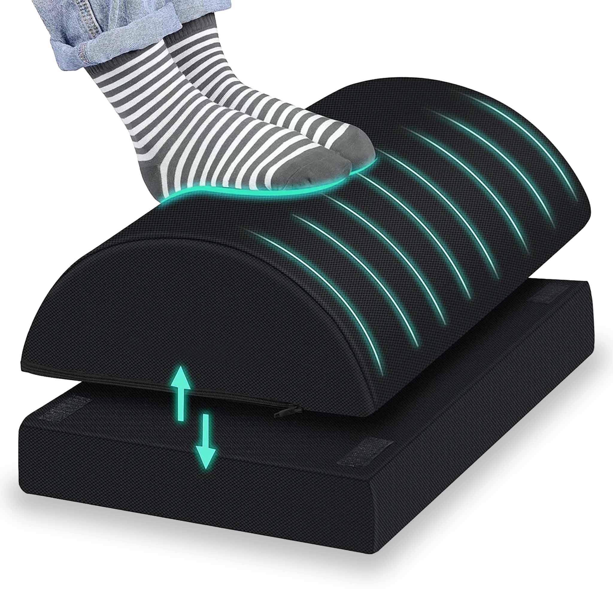 Fußstütze Schreibtisch Mit Wärmefunktion – Ergonomische Fußablage Aus 25D Memory-Schaum, 3-fach Höhenverstellbar (15/27/45 Cm), Rutschfest, Mit Lammfell-Tasche – Für Büro, Homeoffice & Gaming